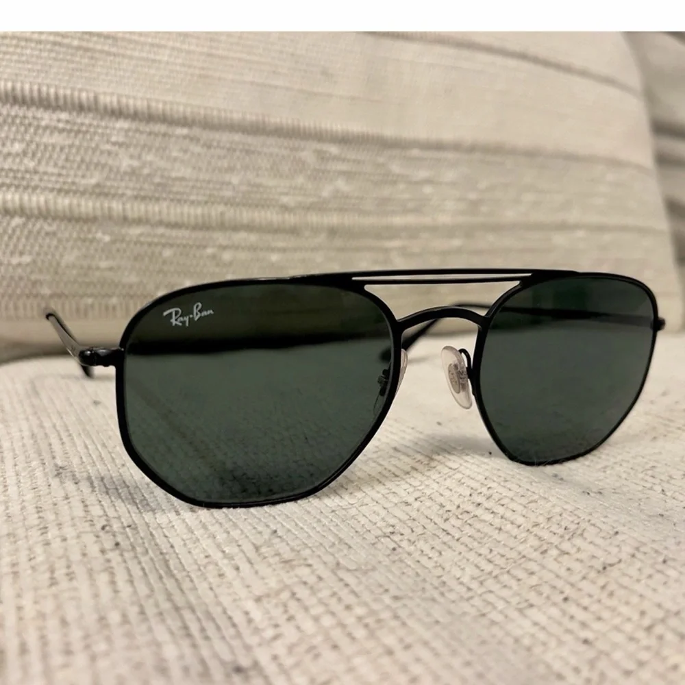 Ray-Ban Black Frame Sunglasses with Dark Green Lenses